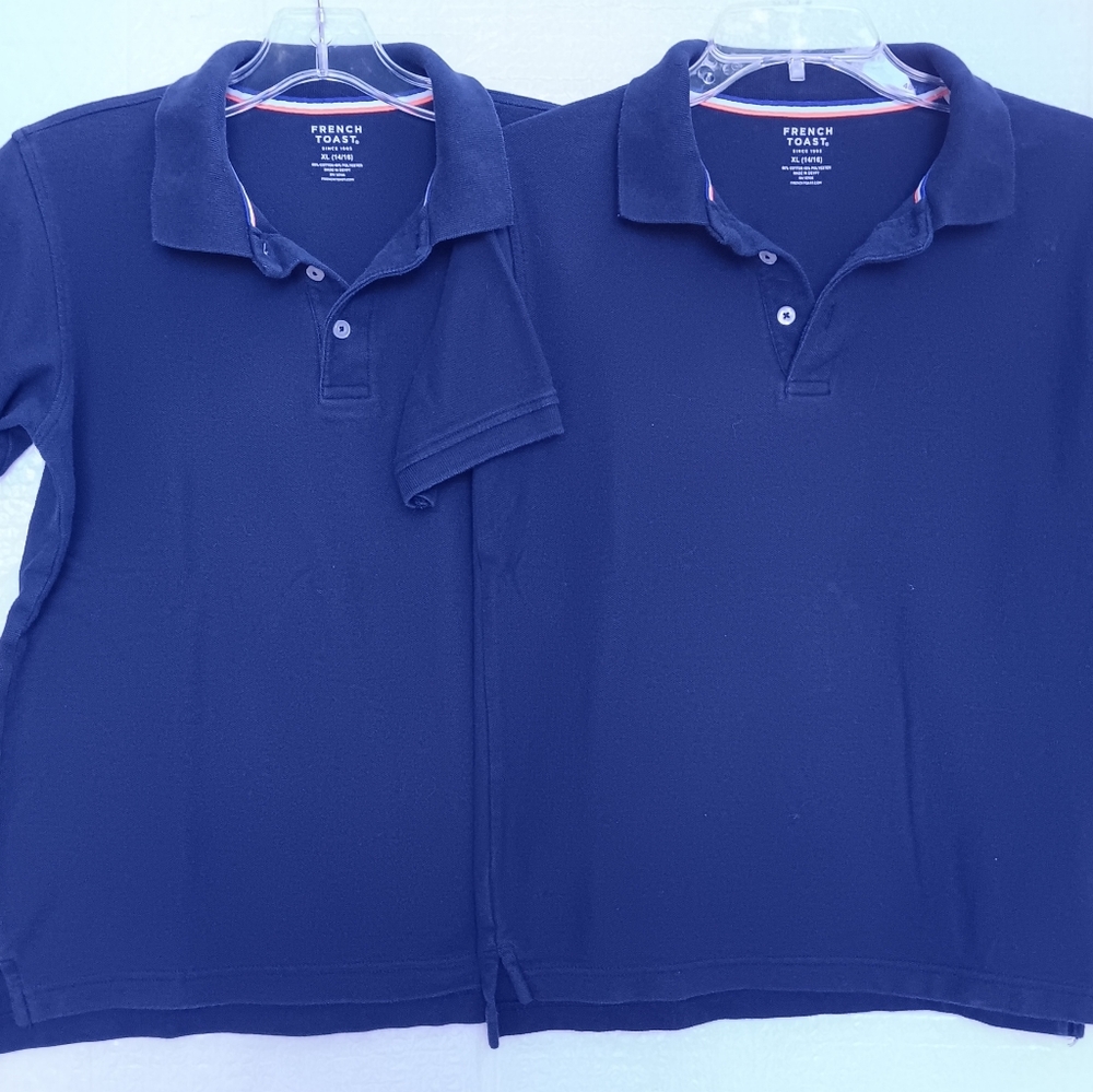 2 Boys XL 14 / 16 Blue Polo Shirts - School Uniform - French Toast